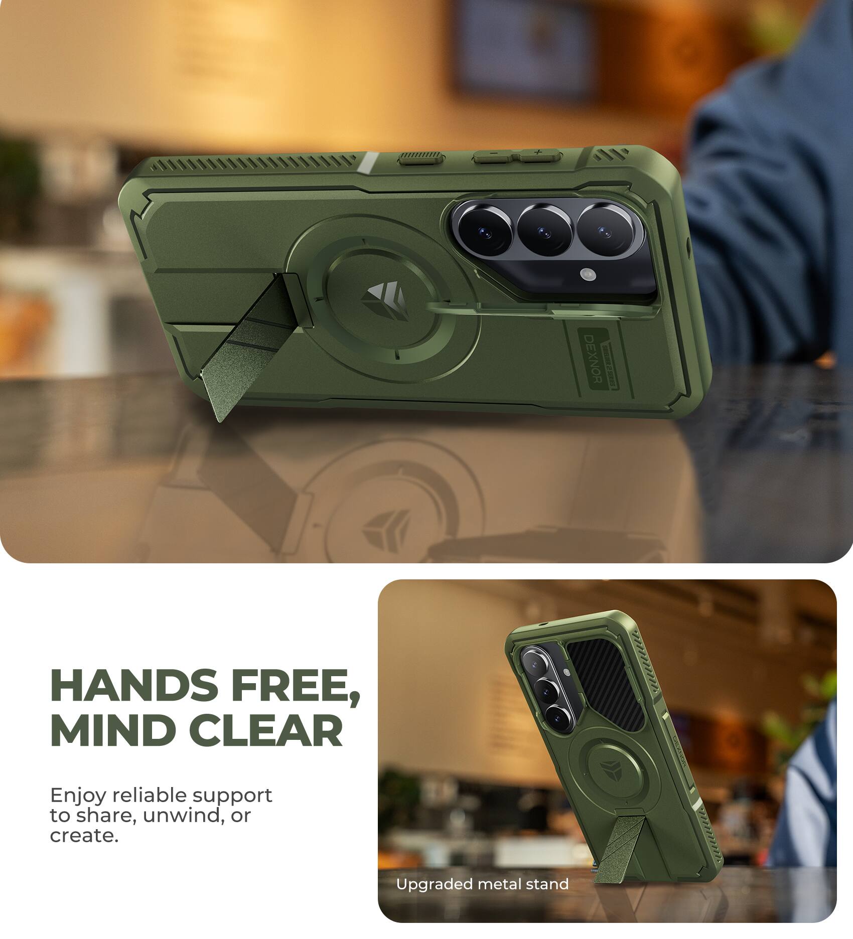 DEXNOR

HANDS FREE, MIND CLEAR

Enjoy reliable support to share, unwind, or create.

Upgraded metal stand