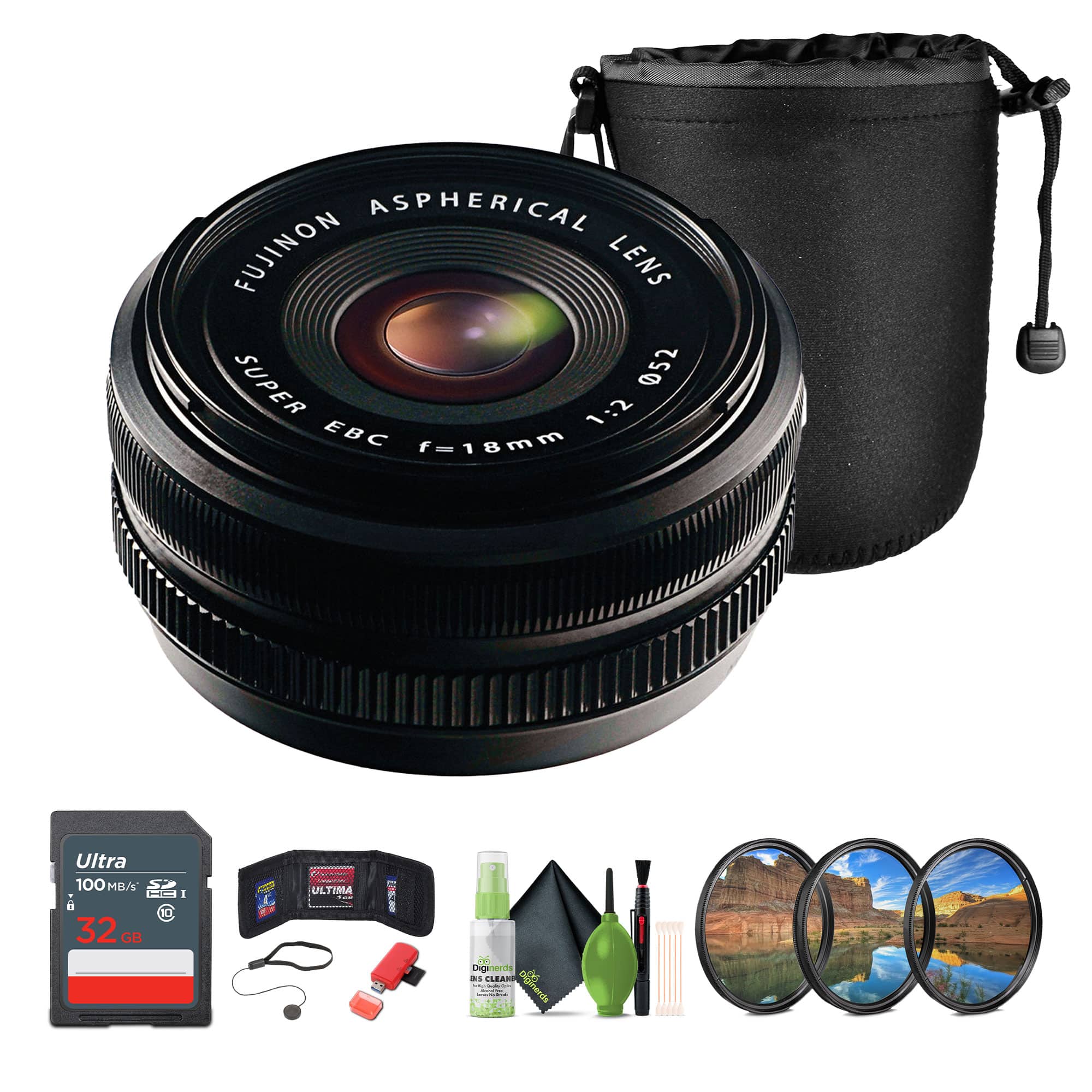 Fujifilm - XF 18mm f/2 R Lens, 32GB Memory Card, Bundle - Black price history on PriceWatchPro