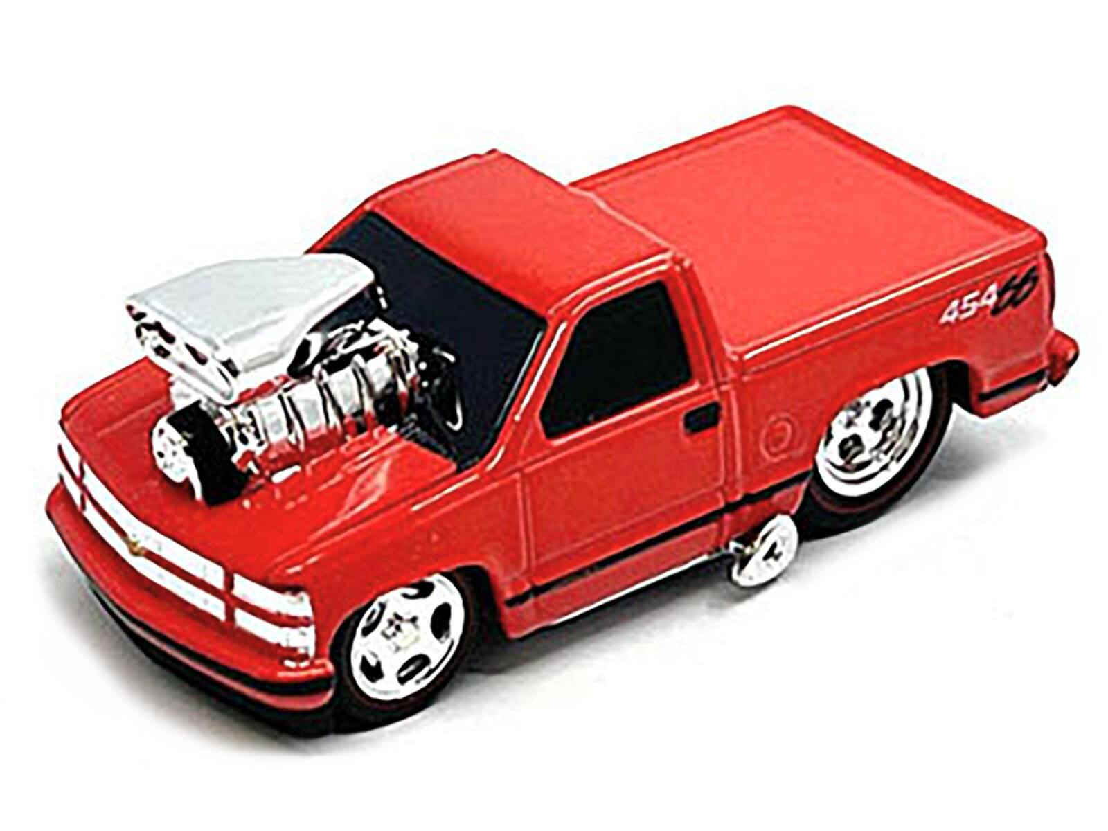Alt View 1. Muscle Machines - 1993 Chevrolet 454 SS Pickup Truck Red 1/64 Diecast Model Car by Muscle Machines.
