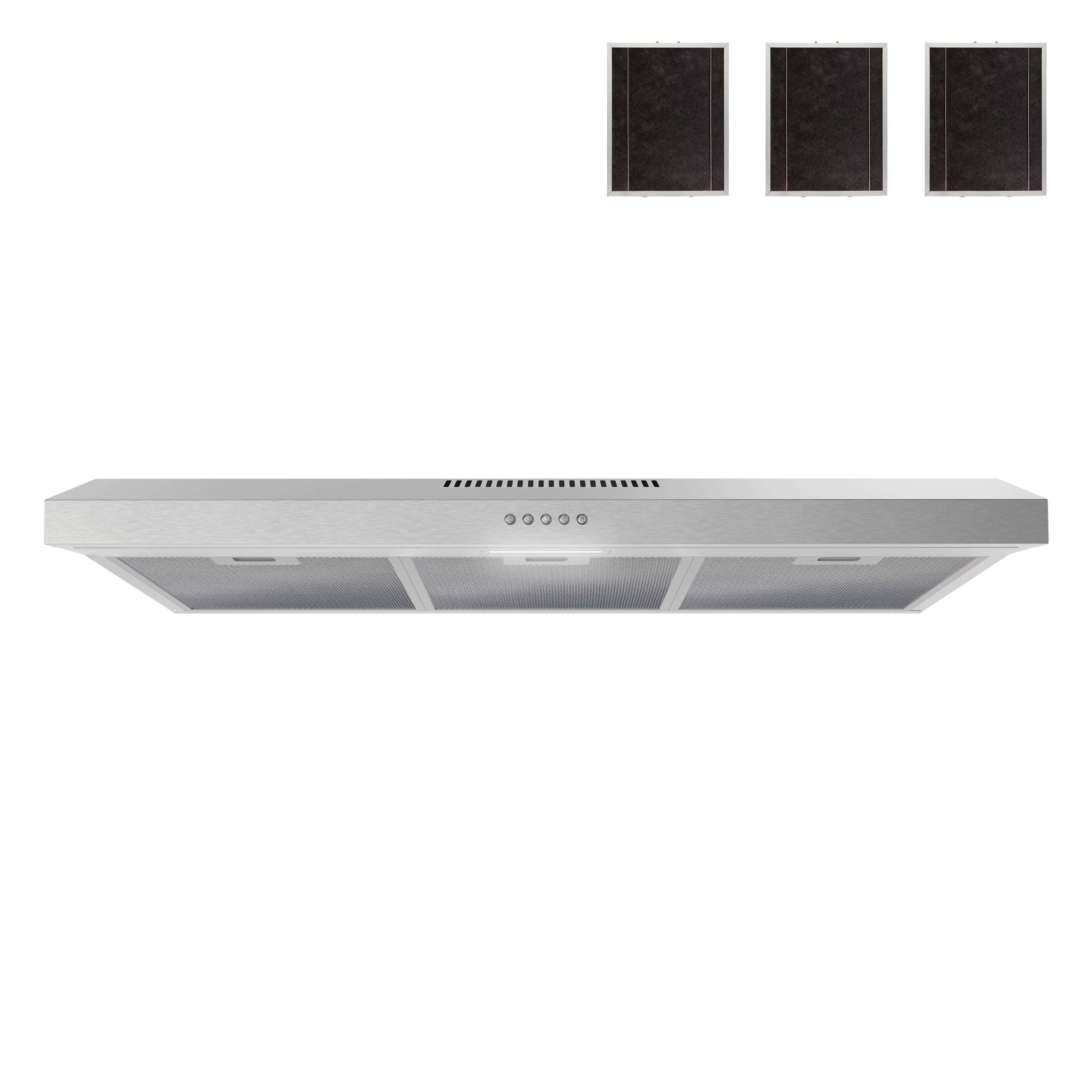 Front. Streamline - 36 in. Grosetto Convertible Undermount 80 CFM Range Hood, Mesh Filters, Push Button Control, LED Light - Brushed Stainless Steel.