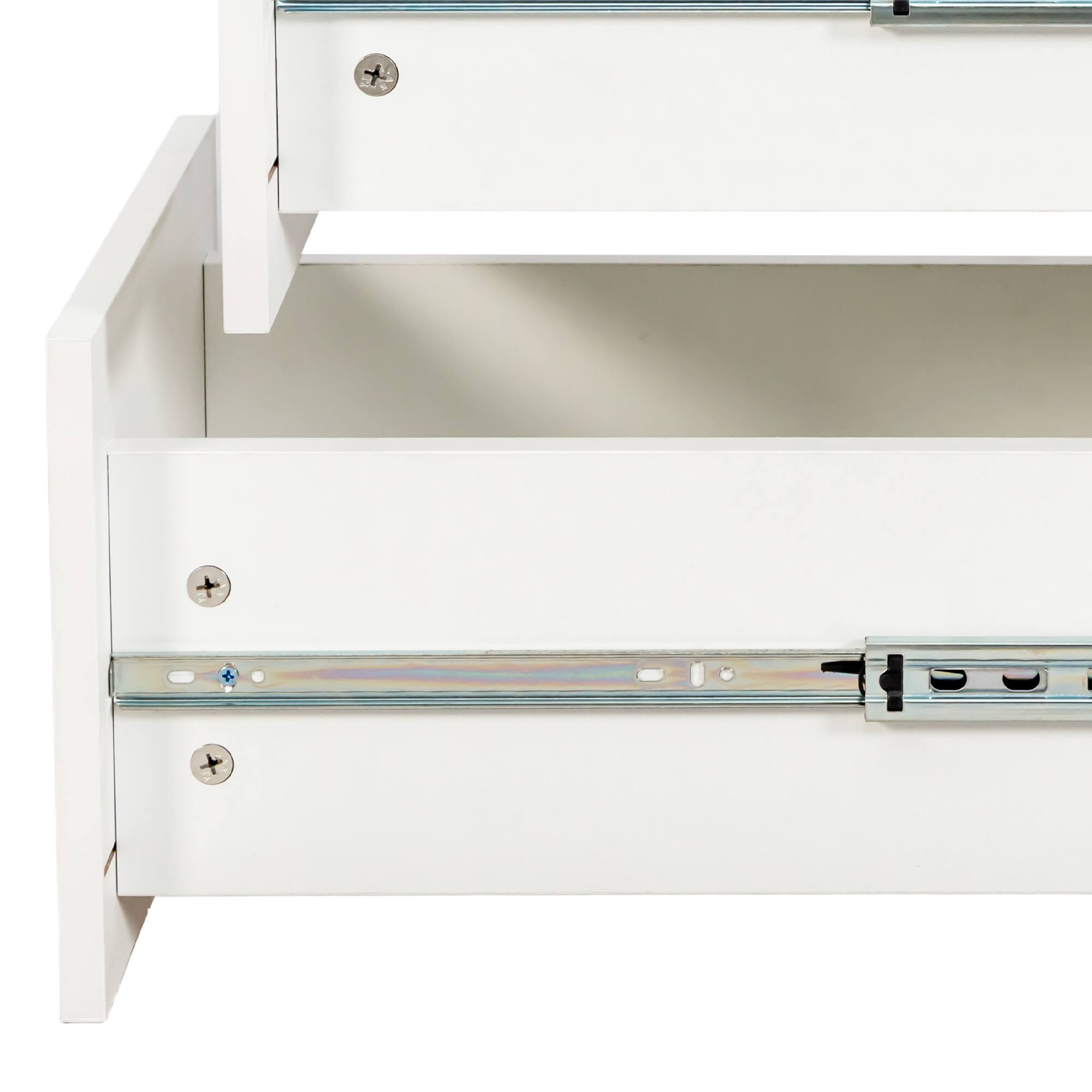 Back. APRILSOUL - 71H Display Cabinet 4 Tier 3 Drawers Wooden Living Room Home Office - White.