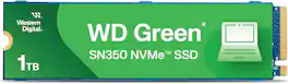 Western Digital - 1TB WD Green SN350 NVMe Internal SSD,Gen3 PCIe,QLC,M.2 2280,Up to 3,200 MB/s,WDS100T3G0C