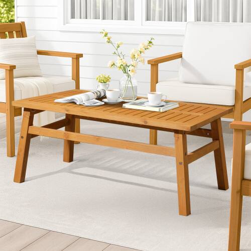 Alt View 9. Winado - 42in Patio Wooden Coffee Accent Side Table for Indoor/Outdoor Resistant Table Furniture - Teak.