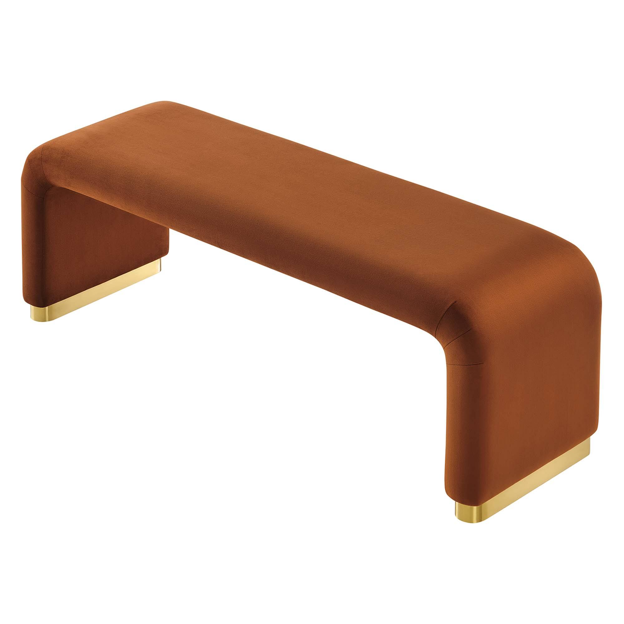 Alt View 2. Modway - Koda Performance Velvet Waterfall Long Bench by Modway - Red.