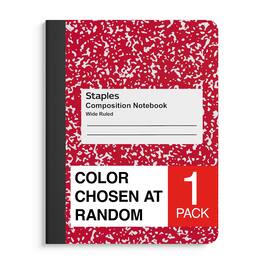 Staples - Composition Notebook, 9.75” x 7.5”, Wide Ruled, 100 Sheets, Assorted Cover Colors - Color chosen at random