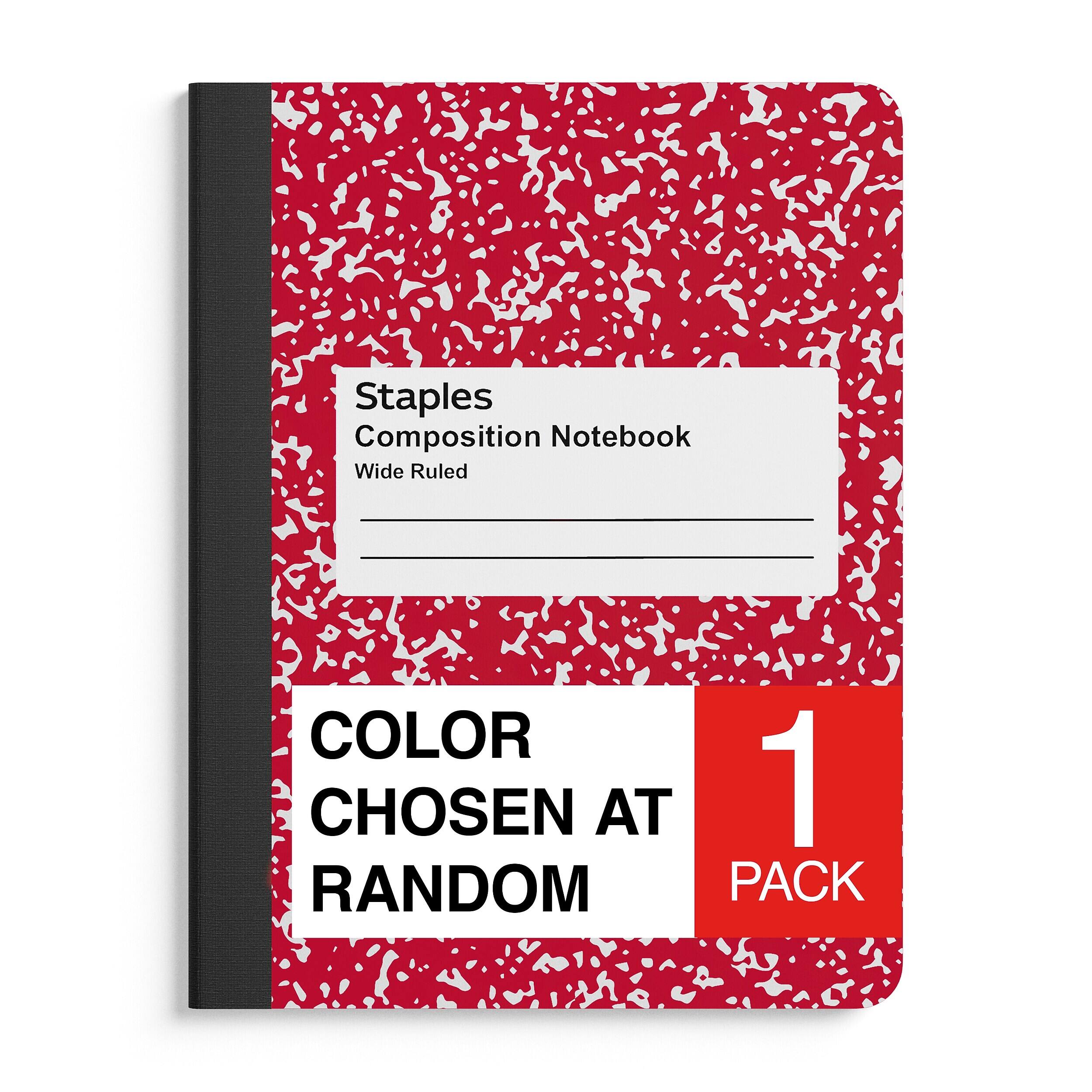 Staples Composition Notebook Wide Ruled  
COLOR CHOSEN AT RANDOM  
1 PACK