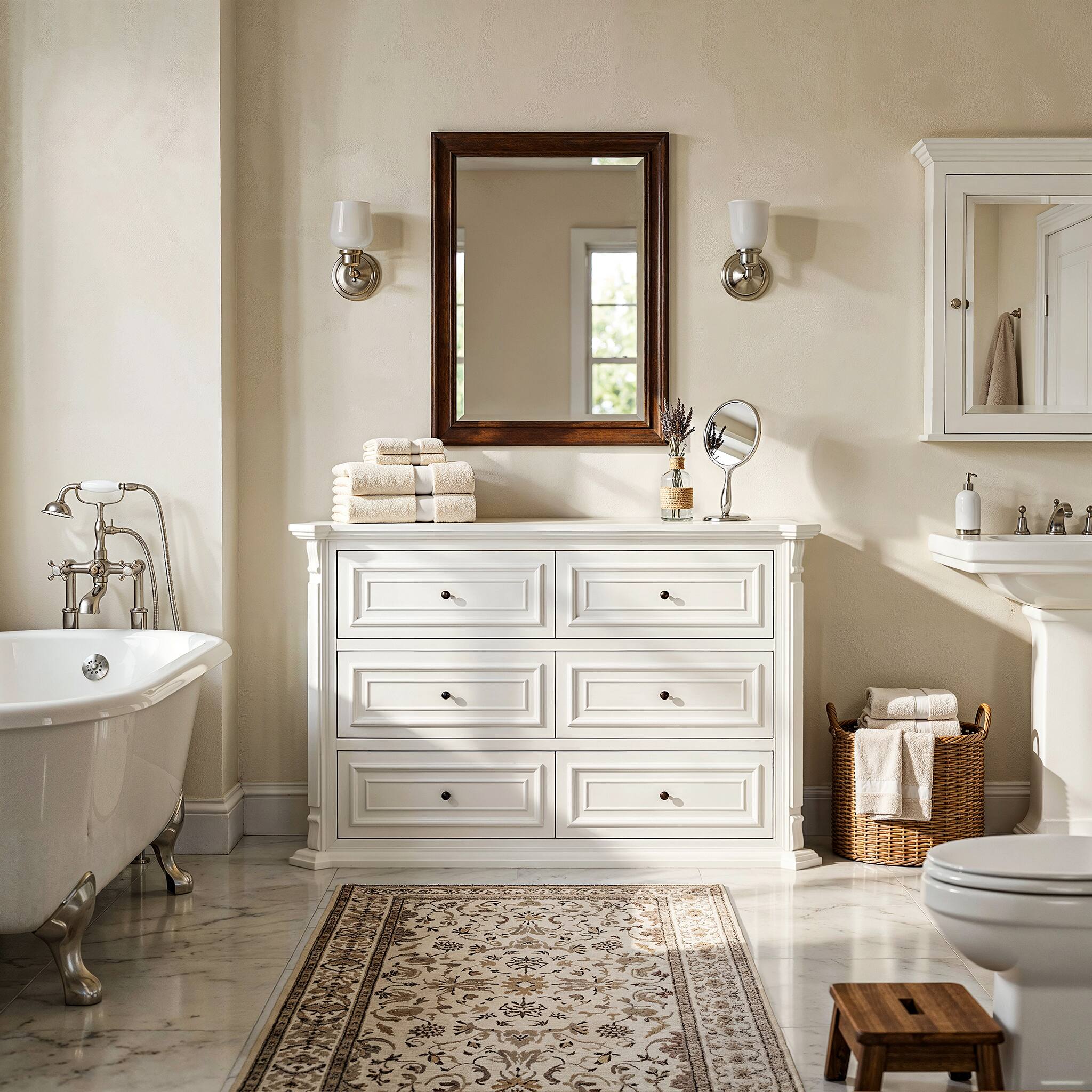 Alt View 1. Famapy - 6-drawer dresser, bedroom dresser, wide chest of drawers, storage dresser, European-style furniture, quiet-glide slides - White.