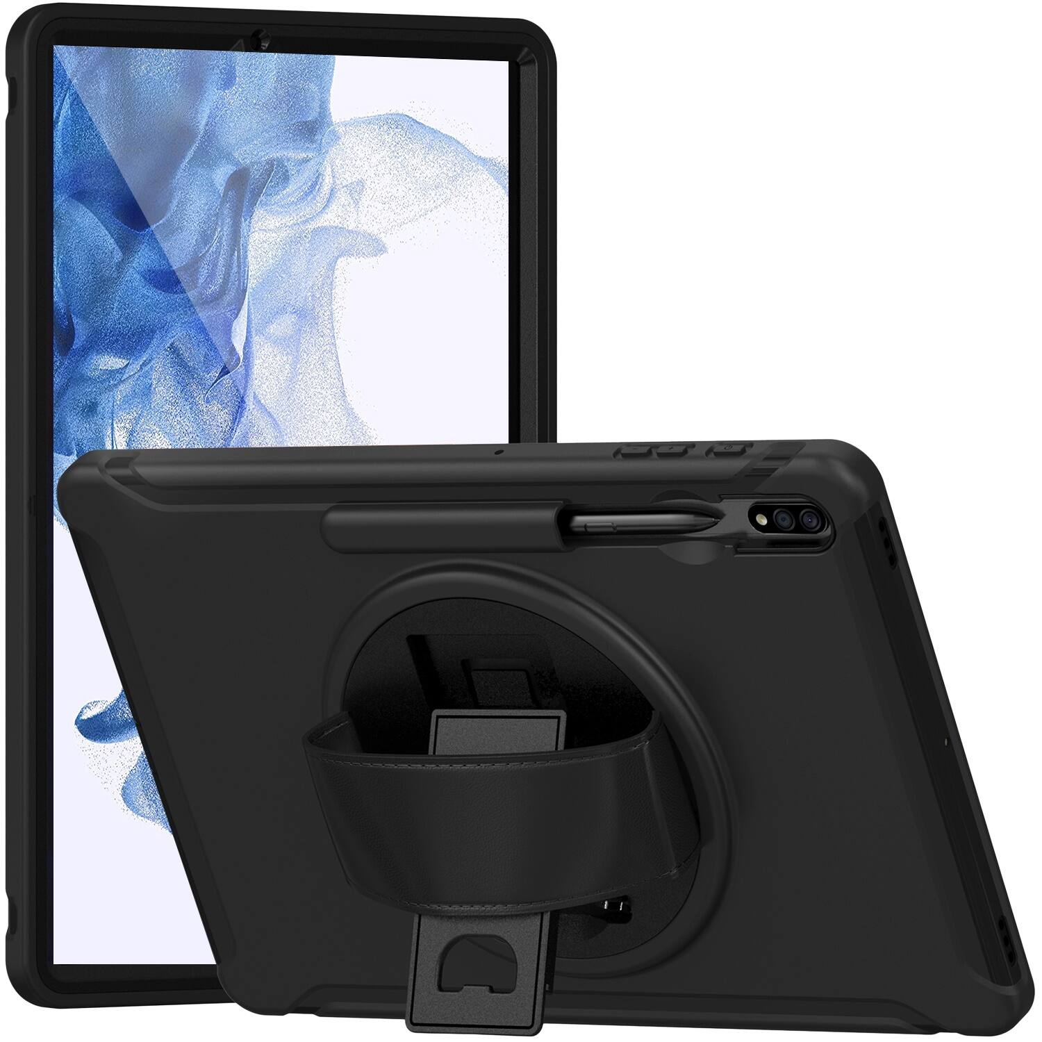 Alt View 12. SaharaCase - PROTECTION Hand Strap Series Case for Samsung Galaxy Tab S8+ - Black.