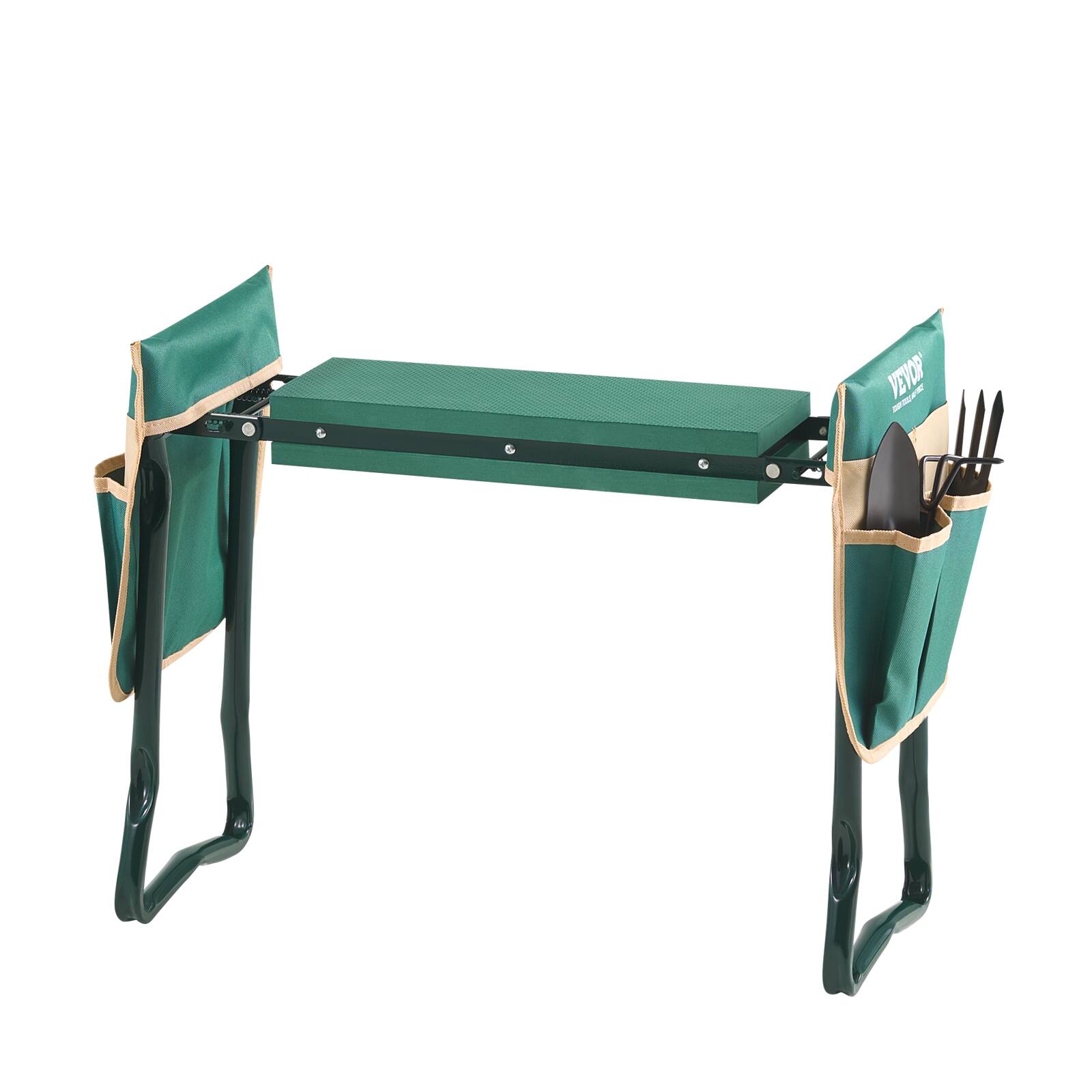 Alt View 5. VEVOR - Garden Kneeler and Seat, 6 in Wide Kneeling Pad, Heavy Duty Garden Kneeling Stool, Folding Garden Seat with 2 Tool Bags - Green.