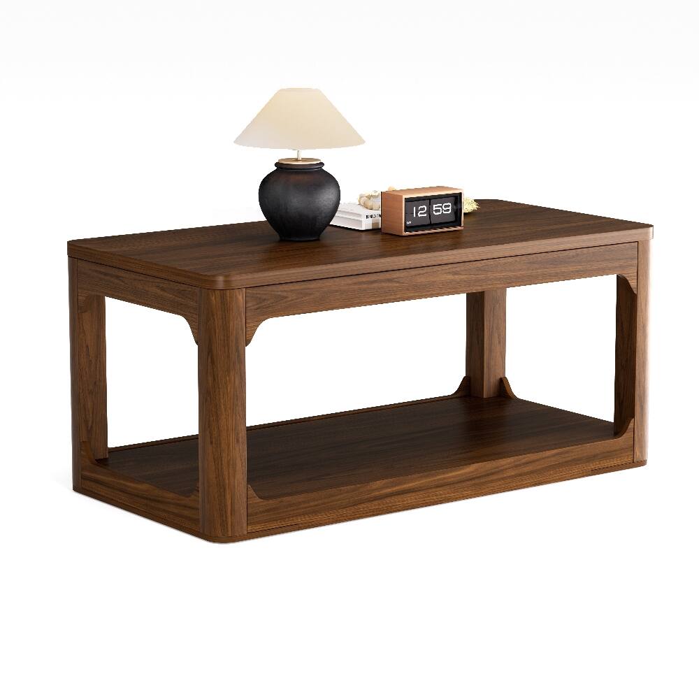 Alt View 9. Loheer - Loheer 3 Piece Coffee Table Set Walnut Modern Living Room Table Set with Storage - Walnut.