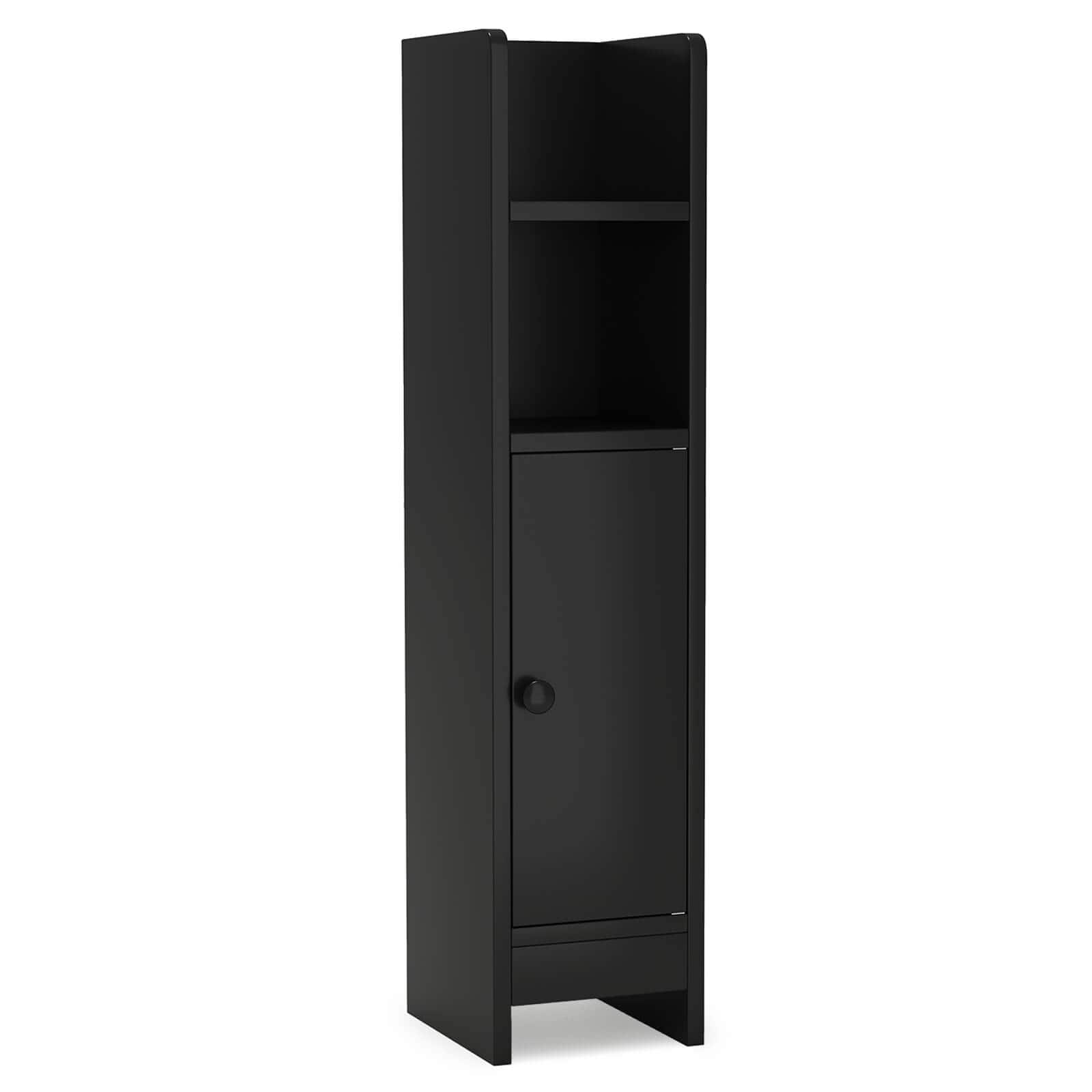 Front. Costway - Costway Bathroom Storage Cabinet with Adjustable Shelf 1 Door & 2 Open Shelves Living Room - Black.