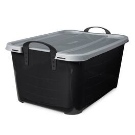 Life Story - 55 Quart Stackable Storage Bin, Heavy Duty Lidded Container, 24 Pack - Black/Gray