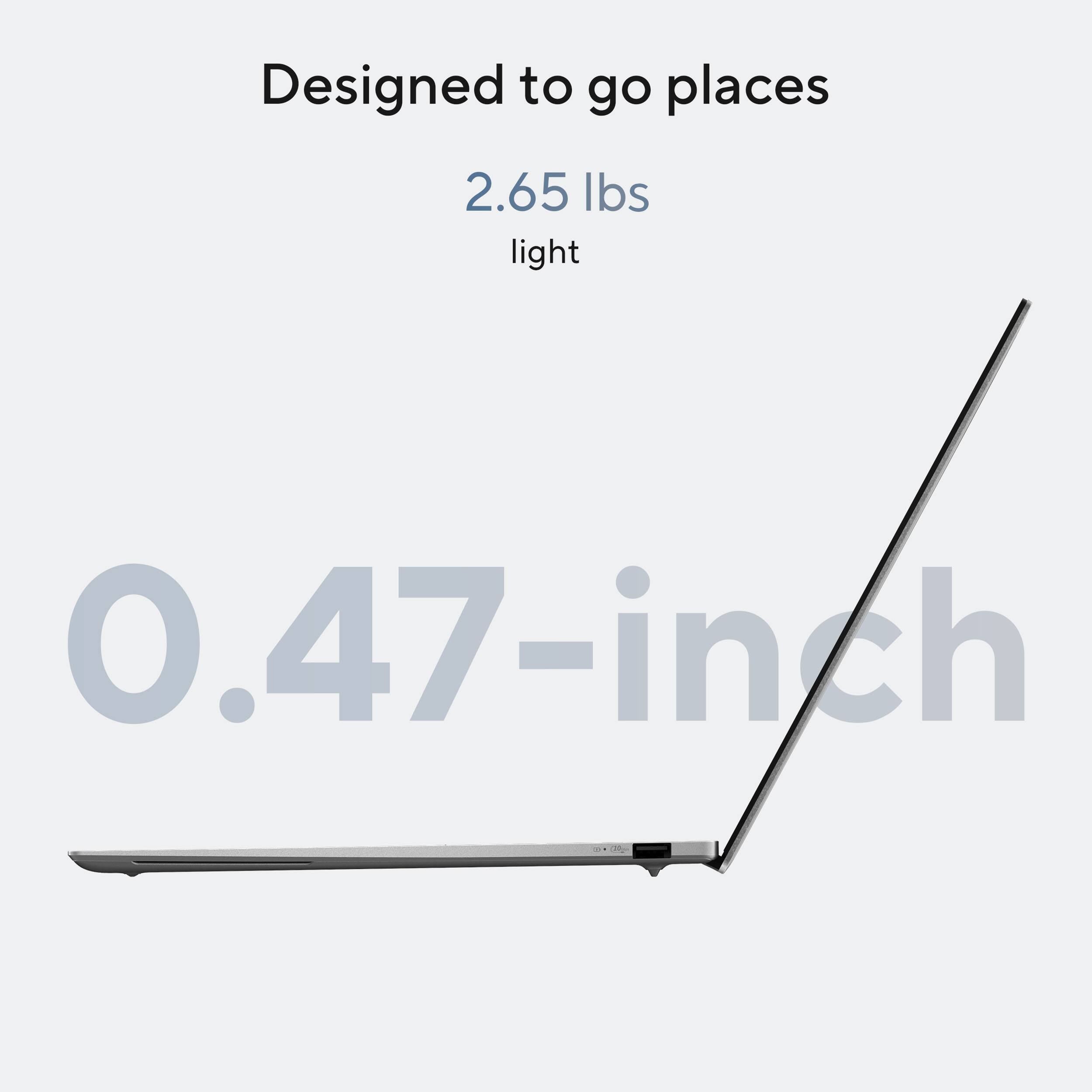 Designed to go places  
2.65 lbs light  
0.47-inch