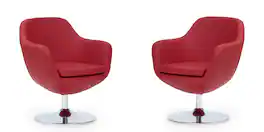 Manhattan Comfort - Caisson Modern Upholstered Swivel Lounge Chair - Set of 2 - Red