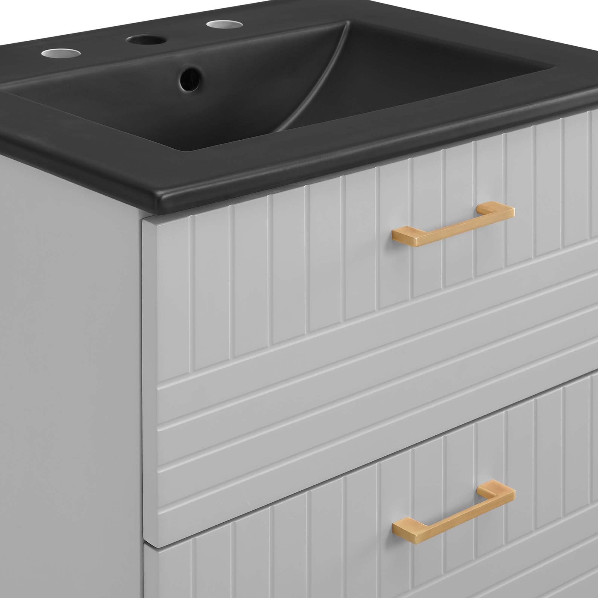 Alt View 5. Modway - Daybreak Wall-Mount Bathroom Vanity Basin Included by Modway - Light Gray Black.