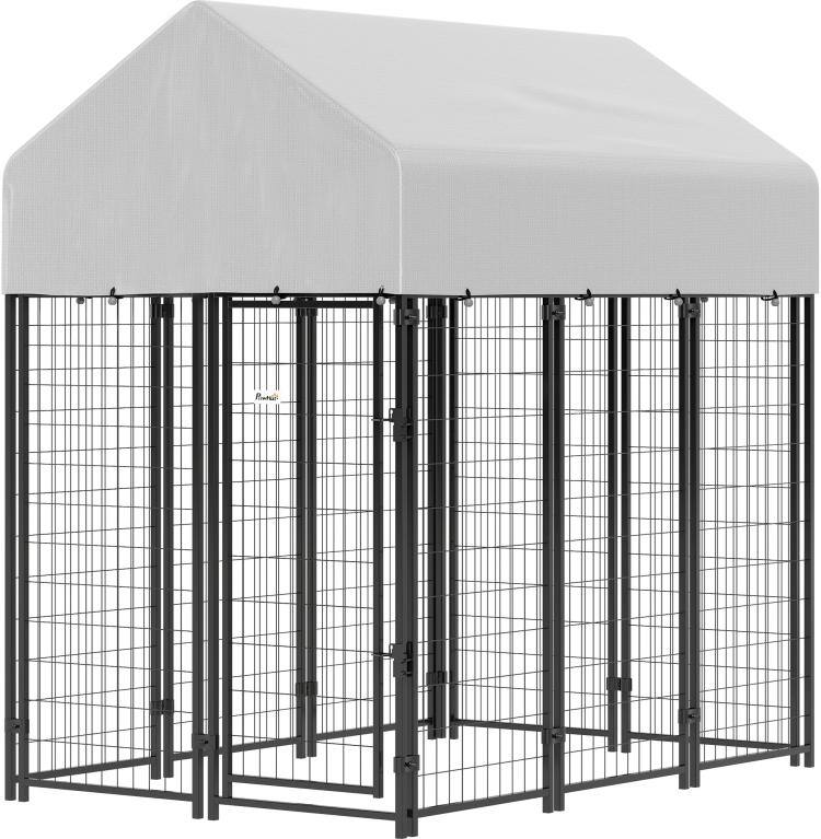 Alt View 10. PULUZ - Outdoor Dog Kennel with Roof, 6' x 4' x 6' Heavy Duty Welded Wire Dog Playpen Enclosure with Escape-proof Lock.
