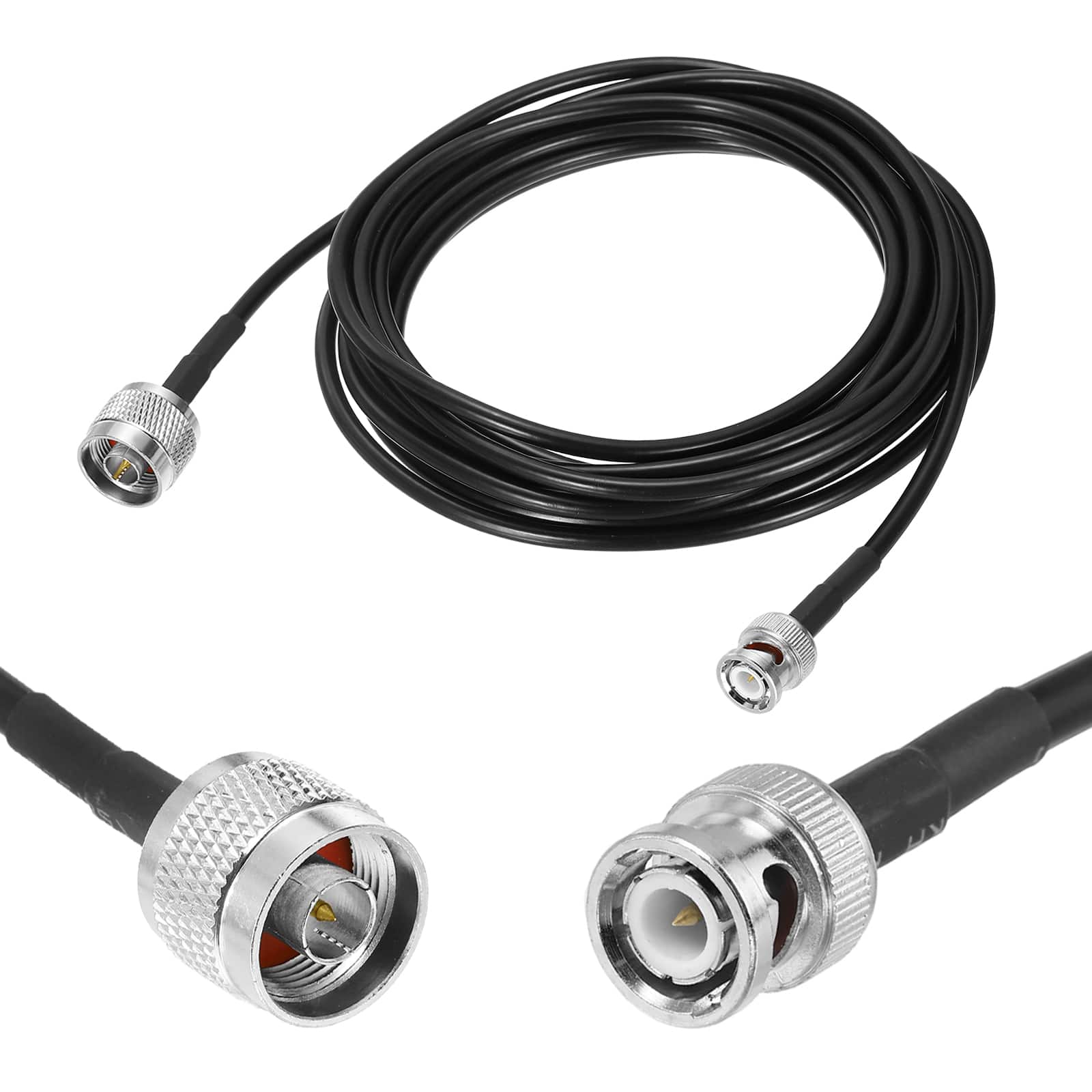 Unique Bargains - RG58 N-to-BNC, 50 Ohm LL BNC M/N M Coax Jumper for Spectrum Analyzer, Antenna, Ham Radio, Oscilloscope & RF - Black