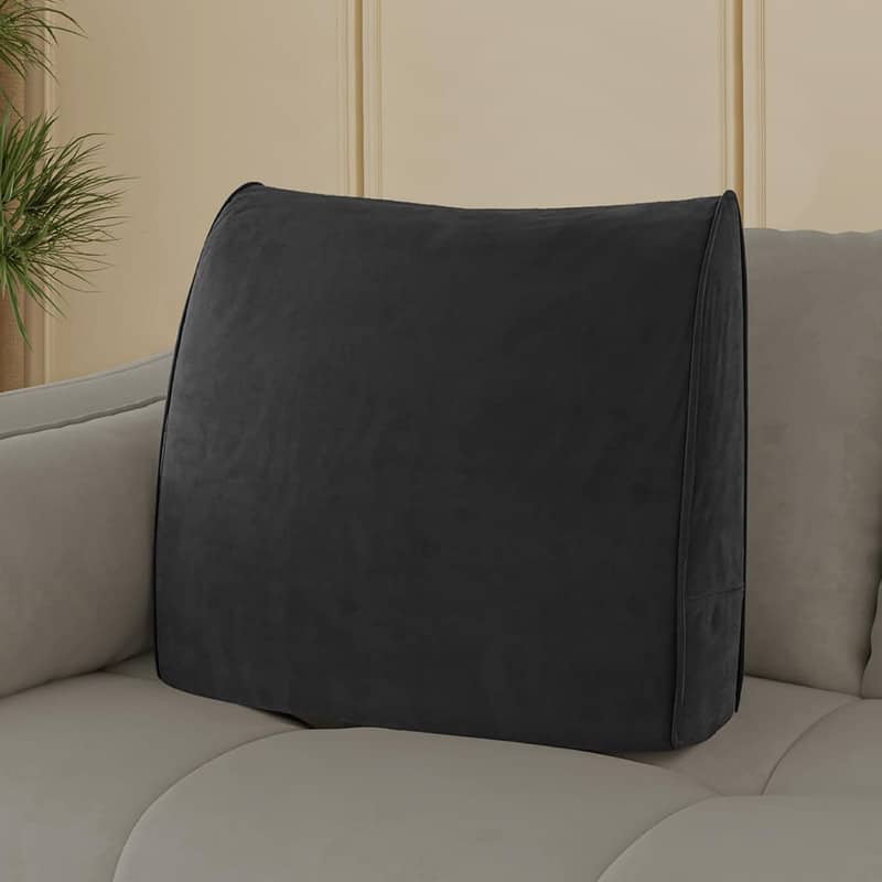 wowmax - Luxury Velvet Back Support Pillow for Bed & Sofa - Removable Washable Cover - Black