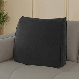 wowmax - Luxury Velvet Back Support Pillow for Bed & Sofa - Removable Washable Cover - Black
