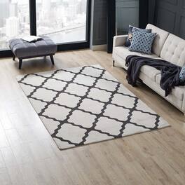 Modway - Marja Moroccan Trellis Area Rug - Ivory and Charcoal