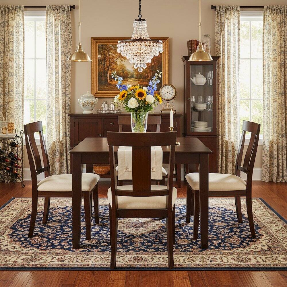 Back. FurniFact - Square Dining Table - Mahogany.