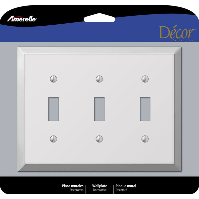 AMERELLE - Century Polished 3 gang Stamped Steel Toggle Wall Plate 1 pk - Chrome