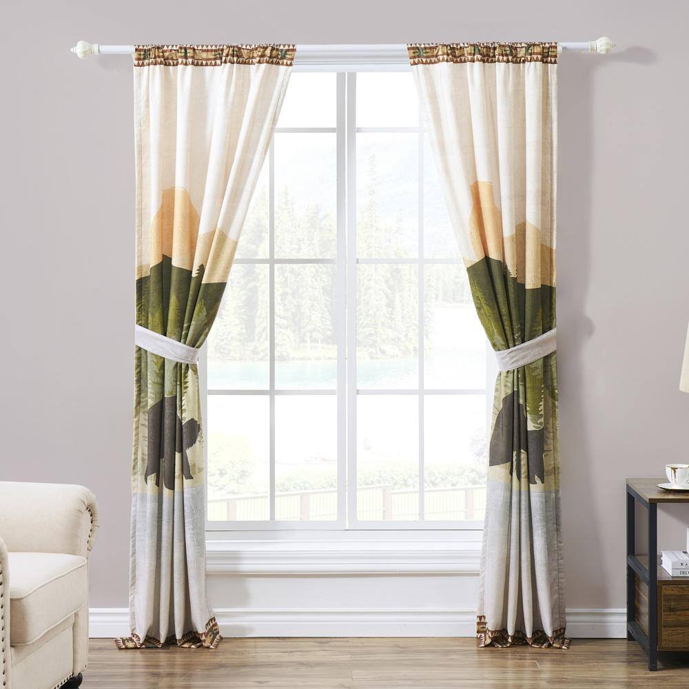 Left. Greenland Home Fashions - Greenland Home by The Lake Curtain Panel Pair - Set of 2 - 42x84" and 3x24" Natural - Natural.