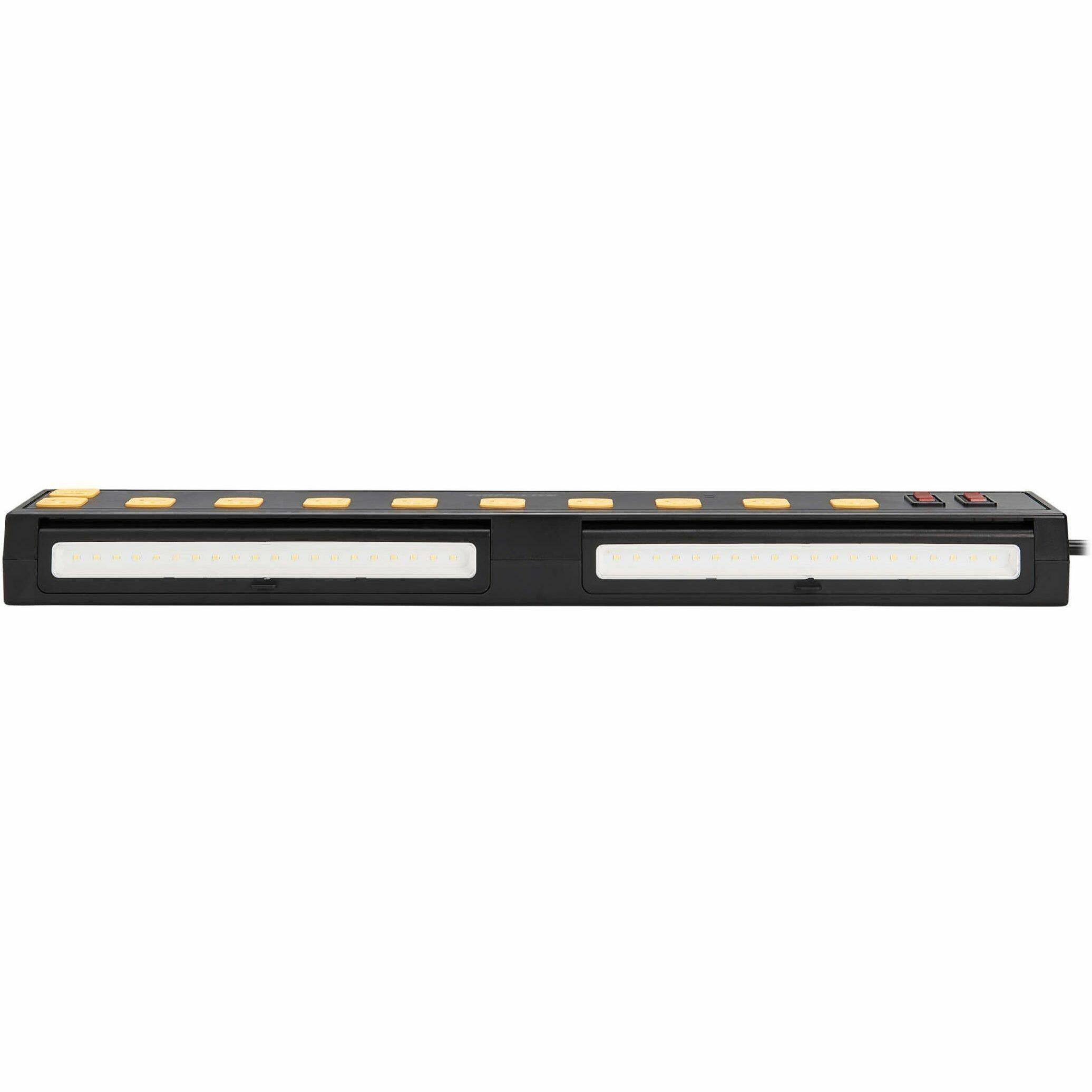 Alt View 8. Tripp Lite - 10-AC Outlet 2-USB Port 1350-Joule Surge Protector Power Strip Swivel Light Bars 6-Ft Cord TLP1006USB - Black.