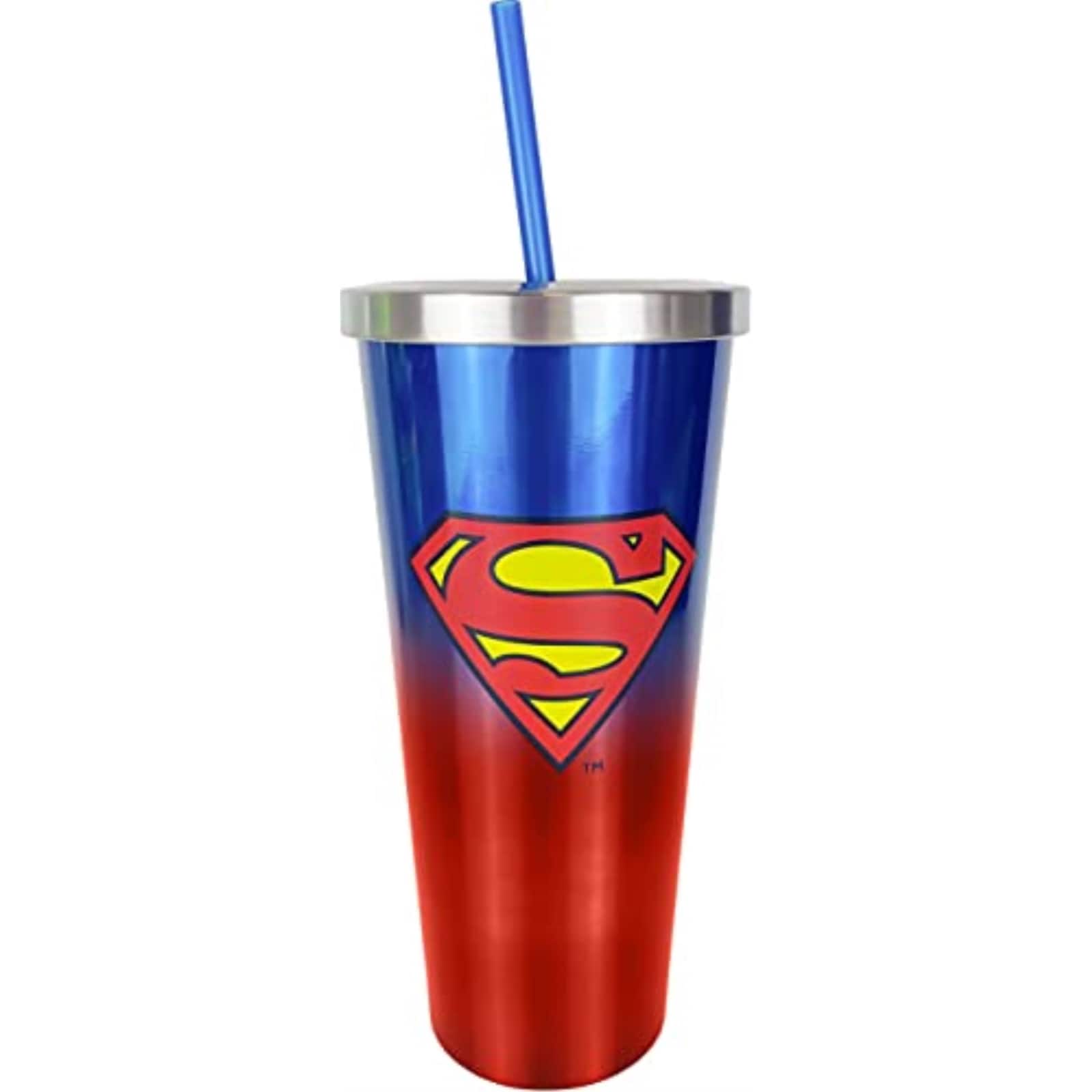 Spoontiques - DC Comics Superman Logo Double Wall Insulated Stainless Steel Tumbler Travel Cup with Straw 24 ounce - Multicolor price history on PriceWatchPro
