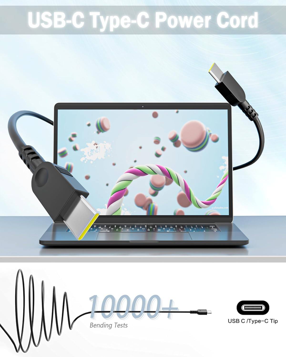 USB-C Type-C Power Cord

10000+ Bending Tests

USB C / Type-C Tip