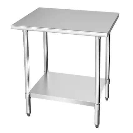 Front. KLEENSTEEL - 24" x 30" NSF Stainless Steel Worktable Adjustable Undershelf for Kitchen & BBQ.