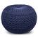 Front. Simpli Home - Grafton Velvet Round Pouf - Dark Blue.