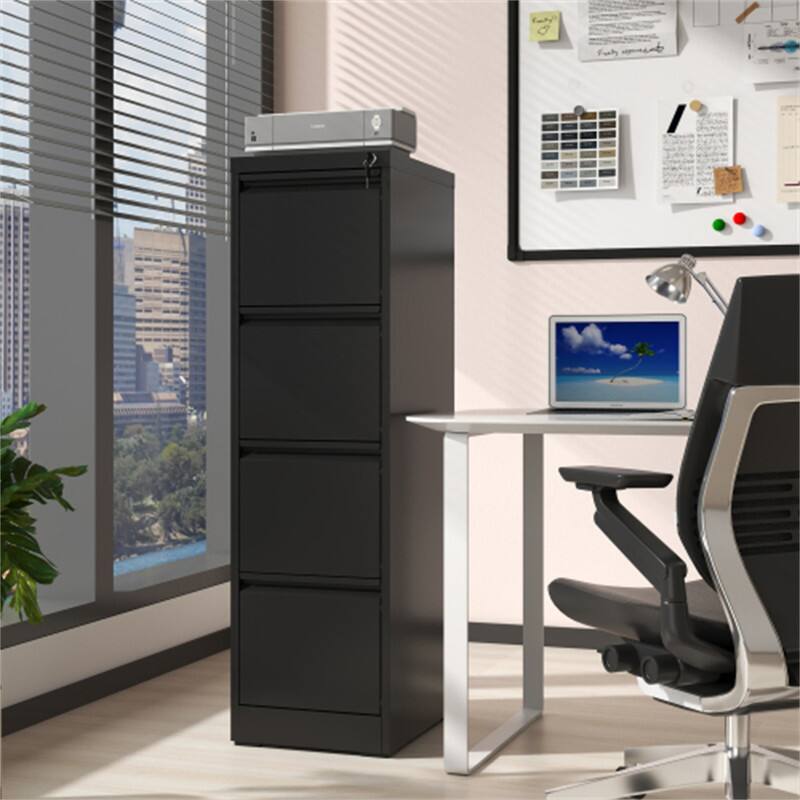 Alt View 1. HTUTWOO - 4 Drawer Metal Vertical File Cabinet with Lock – Office Home Steel Vertical File Cabinet for A4 Legal/Letter Size - Black.