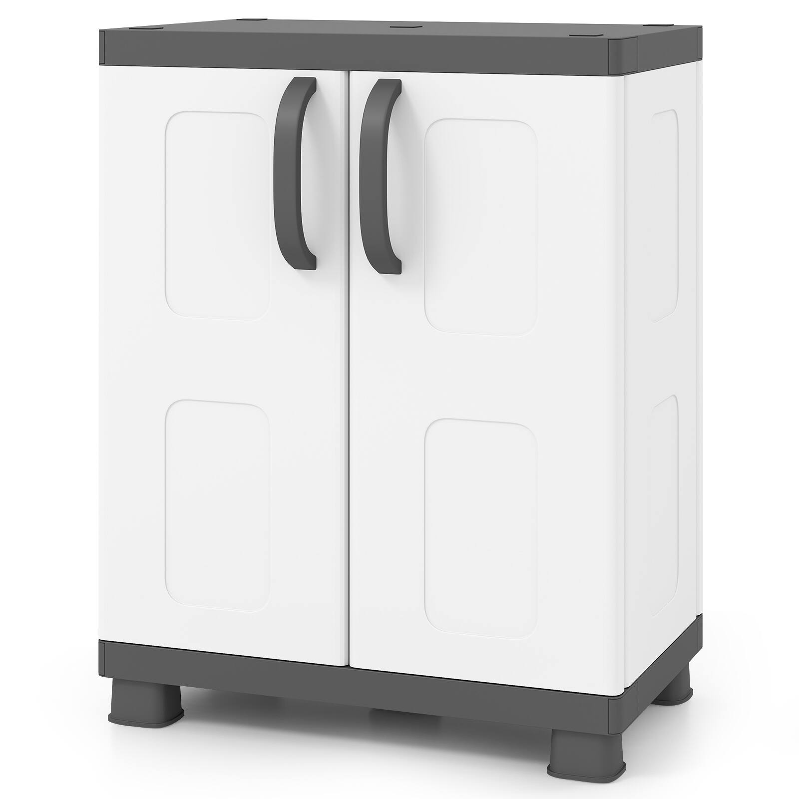 Alt View 9. Costway - Costway Storage Cabinet, Freestanding Buffet Cabinet Sideboard with 2 Doors and Shelves - Gray and White.
