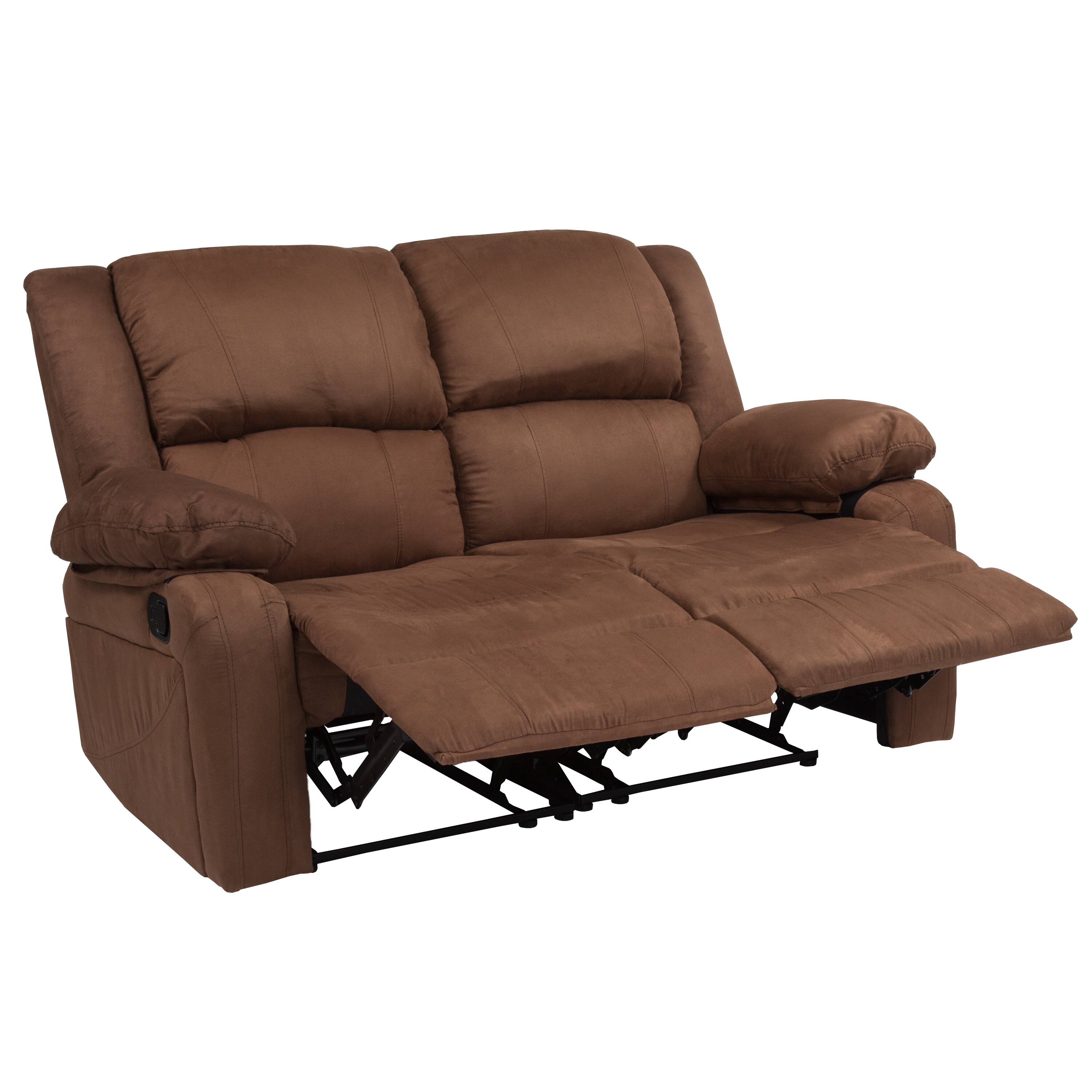 Alt View 9. Emma + Oliver - Bustle Back Loveseat with Two Built-In Recliners - Chocolate Brown Microfiber.