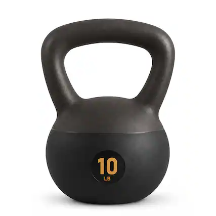 Front. Fitvids - Fitvids Soft Kettlebell Ergonomic Grip, Iron & Sand Filled, 10 Pounds, Black - Black.