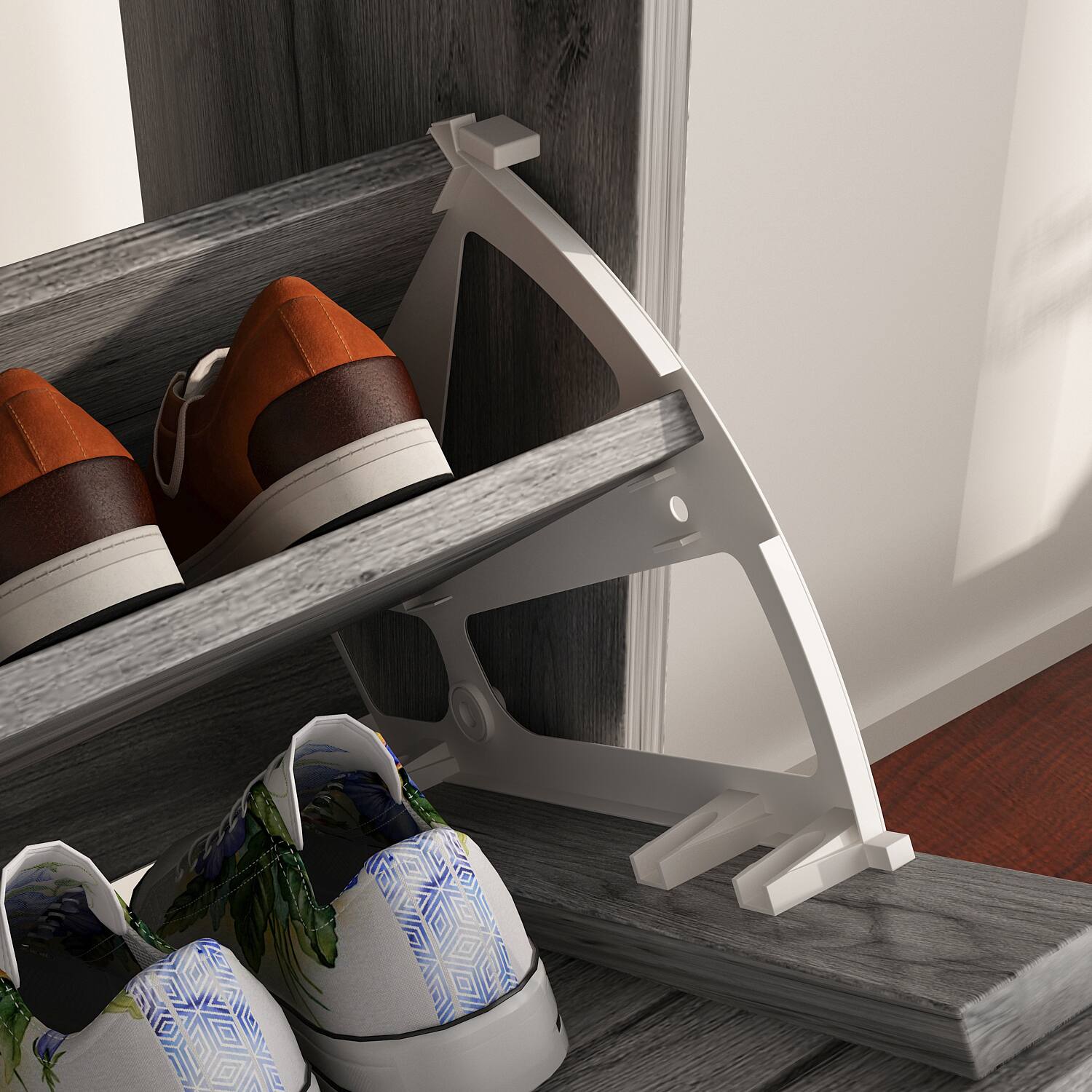 Alt View 10. Famapy - Famapy Multi - Tier Flip - Down Shoe Storage Cabinet – Rustic Wood Finish, Adjustable Shelves for Neat Entryway - Gray.