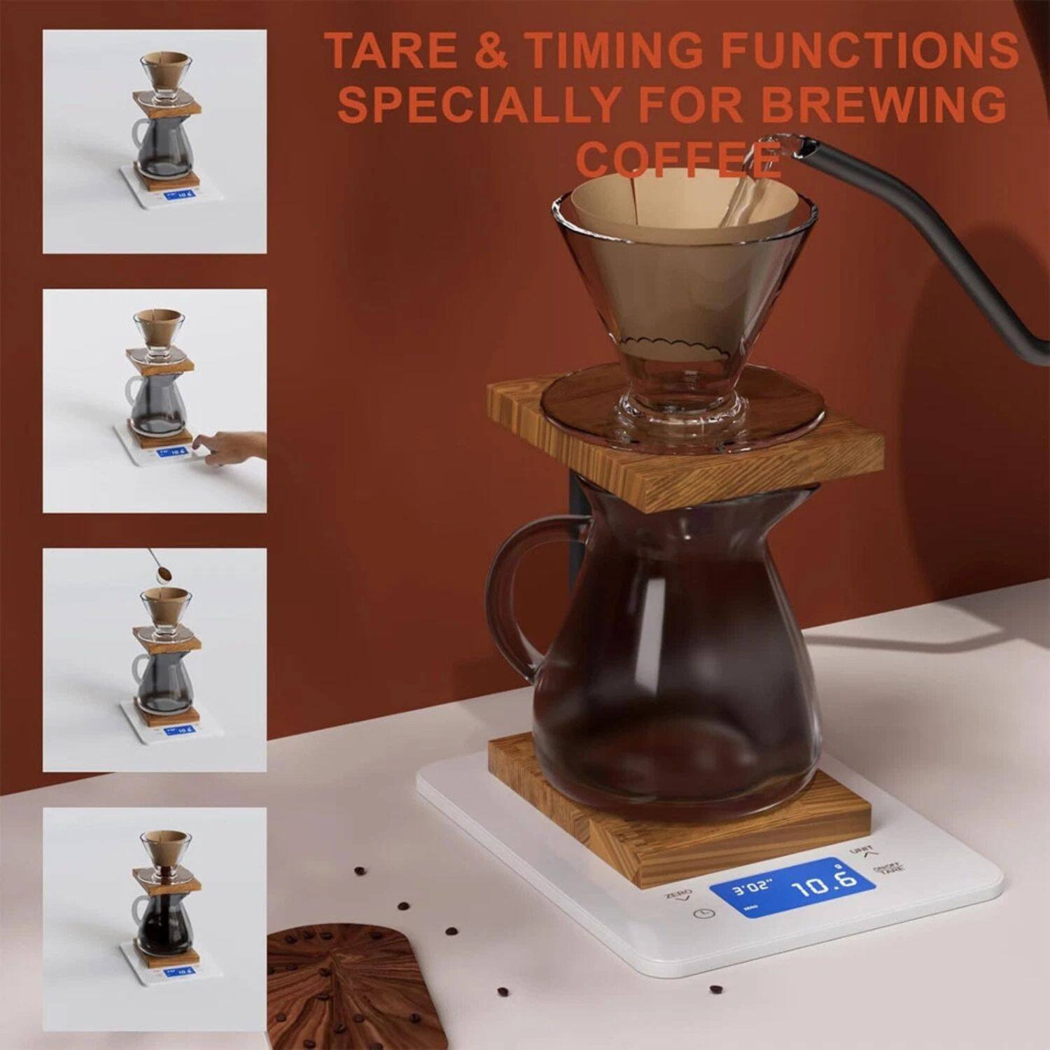TARE & TIMING FUNCTIONS SPECIALLY FOR BREWING COFFEE