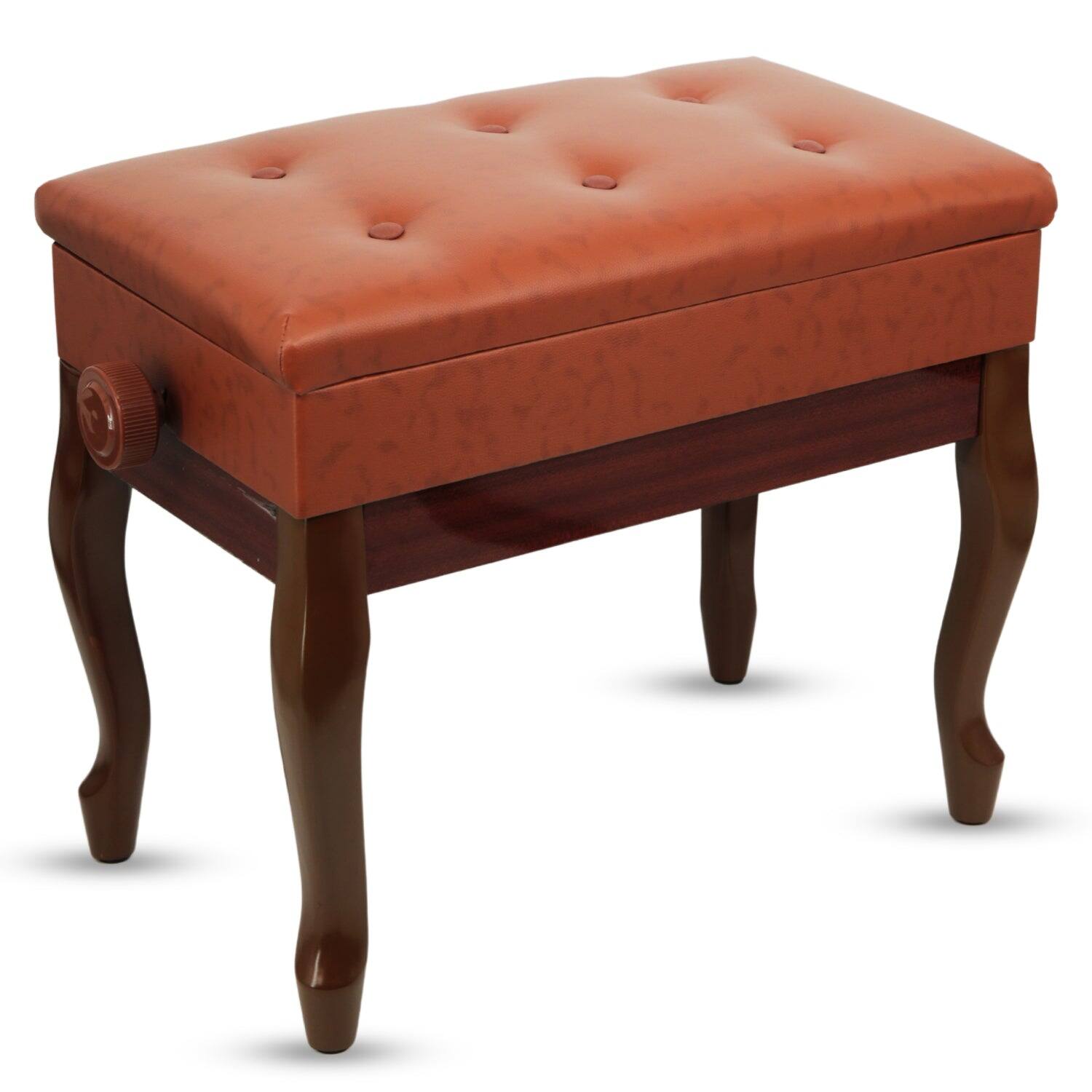 5 CORE - Piano Bench 3" Padded Cushioned Stool Wooden Heavy Duty Adjustable Musician Chair w Storage - Camel Brown