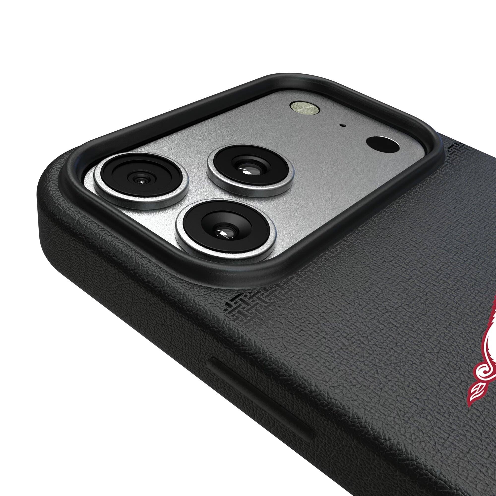 Alt View 2. Keyscaper - Arkansas Razorbacks Linen Logo iPhone Magnetic Bump Case - 16 - Black.