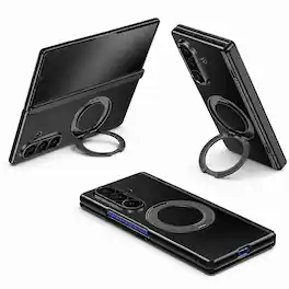 Dteck - Rugged Case for Samsung Galaxy Z Fold8 Ultra Shockproof Full Body Cover with Screen Protector Ring Kickstand - Black(privcy film)