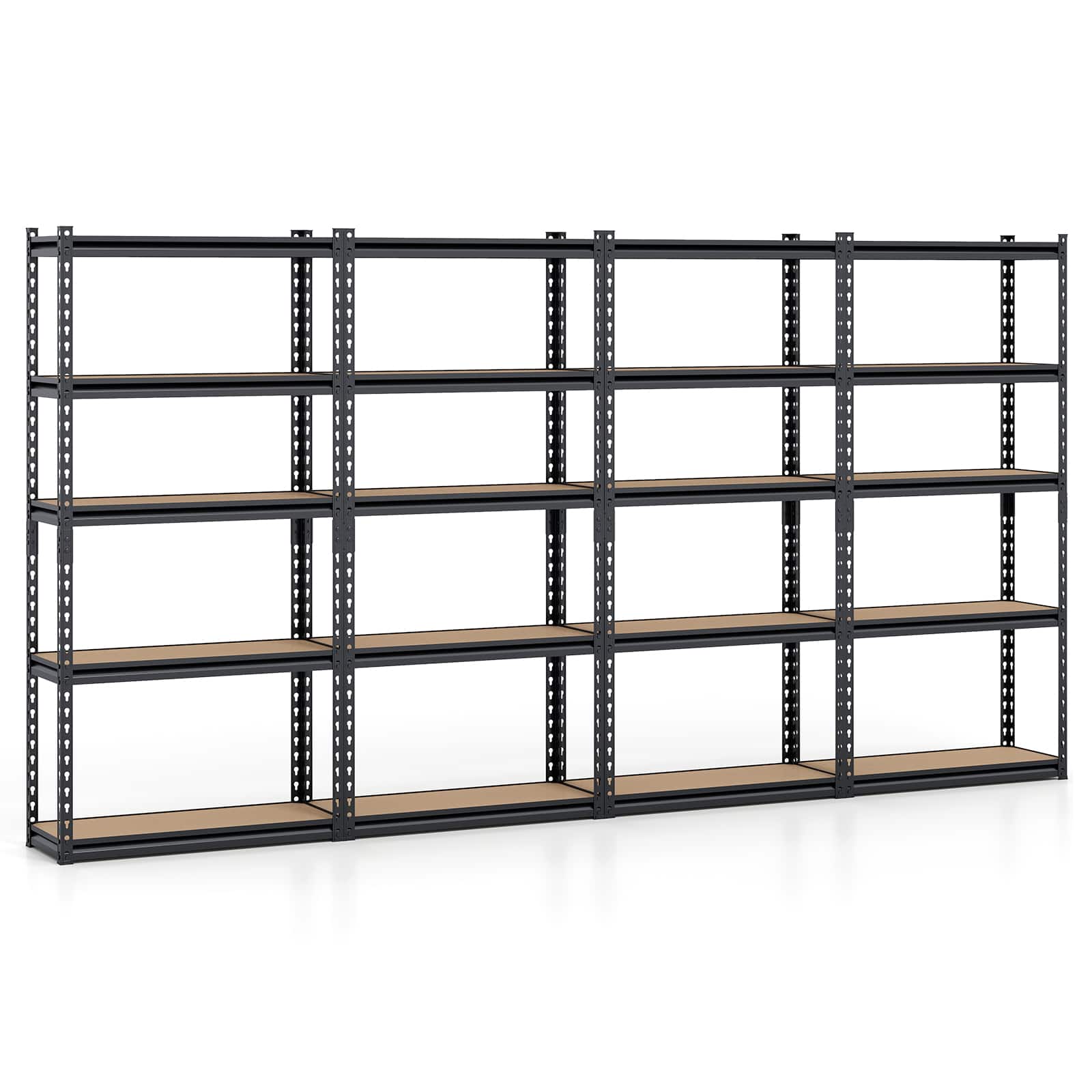 Costway - 4 PCS 60" H x 30" W x 12" D 5-Tier Garage Shelving Unit 2200 LBS Metal Shelves - Black