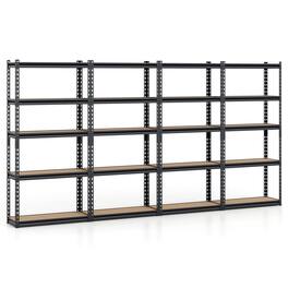 Costway - 4 PCS 60" H x 30" W x 12" D 5-Tier Garage Shelving Unit 2200 LBS Metal Shelves - Black