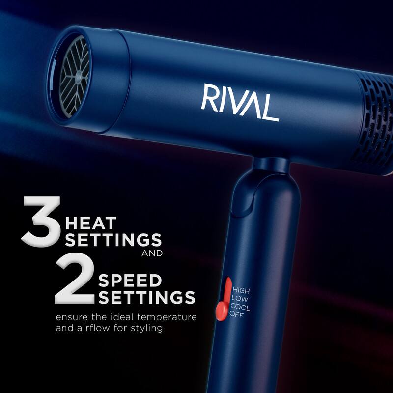 RIVAL 3 heat settings and 2 speed settings (low, high, cool, off) ensure the ideal temperature and airflow for styling.