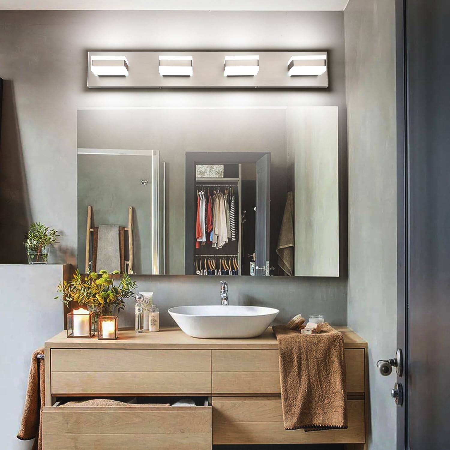Alt View 4. Earthley Blooms - Bathroom Vanity Lights Brushed Nickel Led Lighting Light For Bath Above Mirror Cool k - Matt Black-5 Color Adjustable 30 inch.