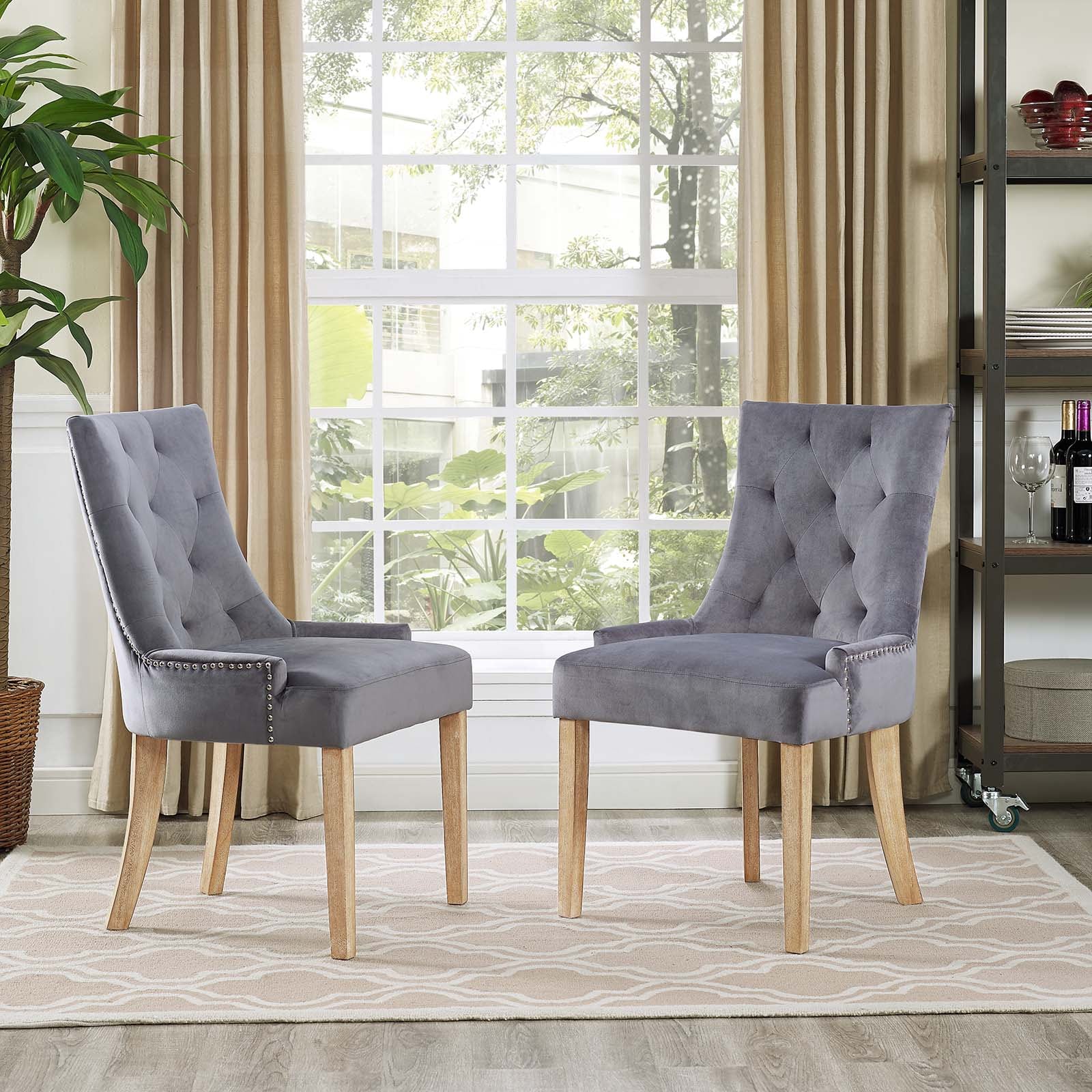 Photos - Chair Performance Pose  Velvet Dining  Set of 2 by Modway - Gray 