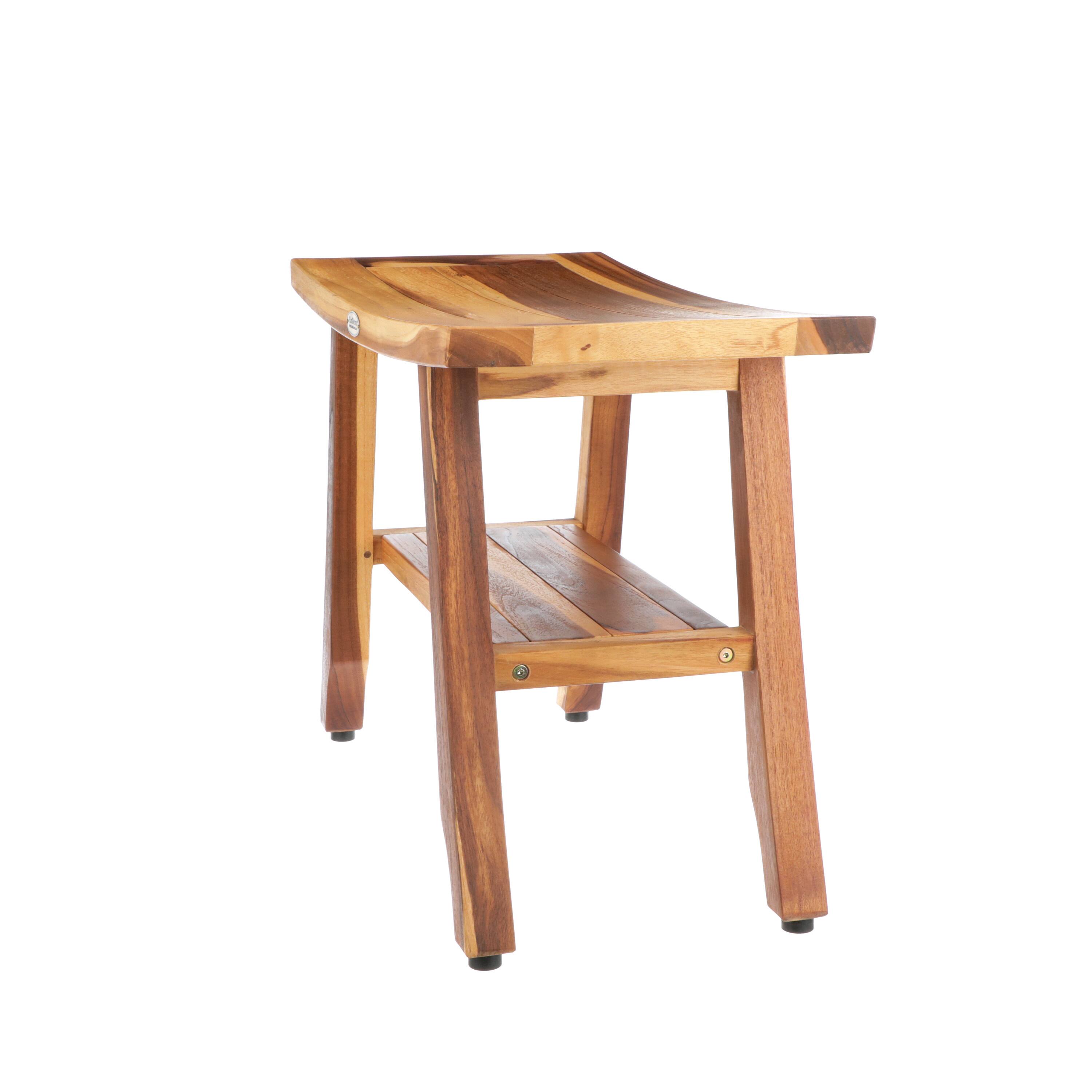 Left. EcoDecors - EcoDecors 24 Inch Satori Natural Teak Waterproof Teak Wood Shower Bench - EarthyTeak.