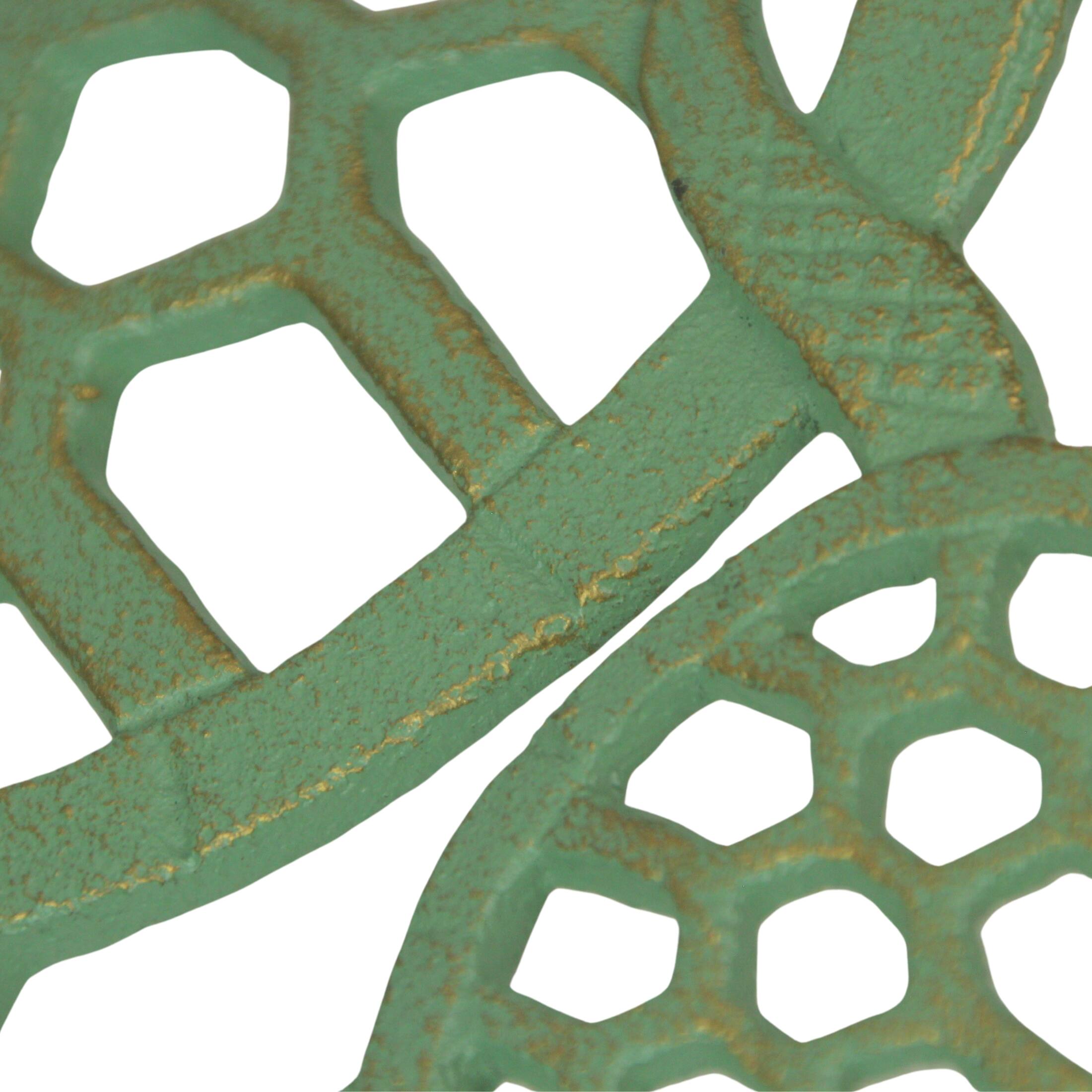 Alt View 2. Zeckos - Cast Iron Sea Turtle Trivet – Verdigris Finish, Bronze Accents, 8" Coastal Décor - Green.
