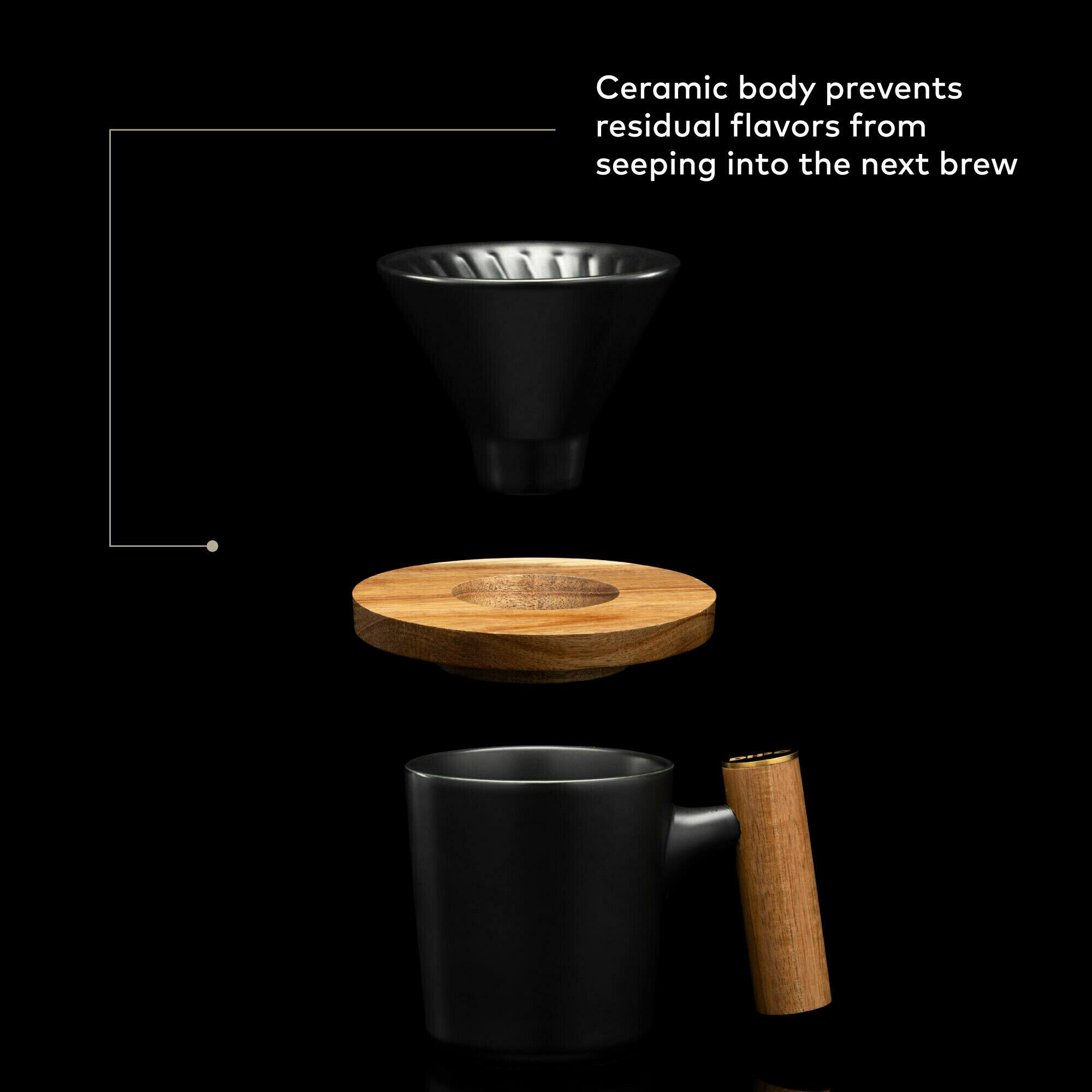 Ceramic body prevents residual flavors from seeping into the next brew
