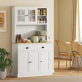 Homcom - Kitchen Cabinet, 71" Tall Pantry Cabinet, Modern Hutch with Wide Countertop - White
